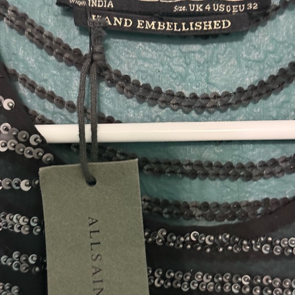 All SAINTS  Mini Dress Hand Embellished Black Sheer NWT  Size UK 4, US 0… - Picture 6 of 8